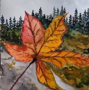 fall watercolor painting mount tabor Oregon